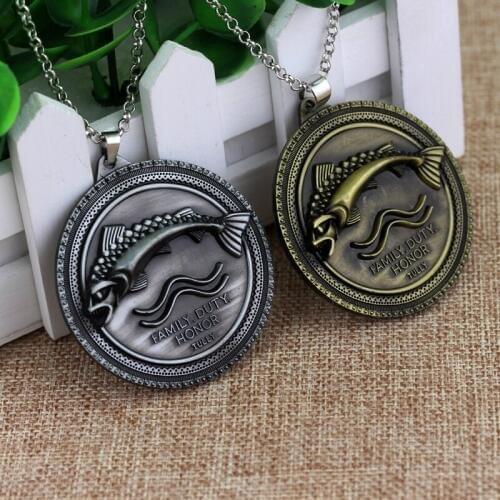 MQCHUN Vintage House Tully Fish Logo Pendant Metal Necklace Jewelry Cosplay Accessories Fans Souvenir