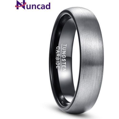 Mens Rings 6MM Wedding Band Black 100% Tungsten Steel Anniversary Rings Engagement Ring for Men Brushed Mate Center Jewelery