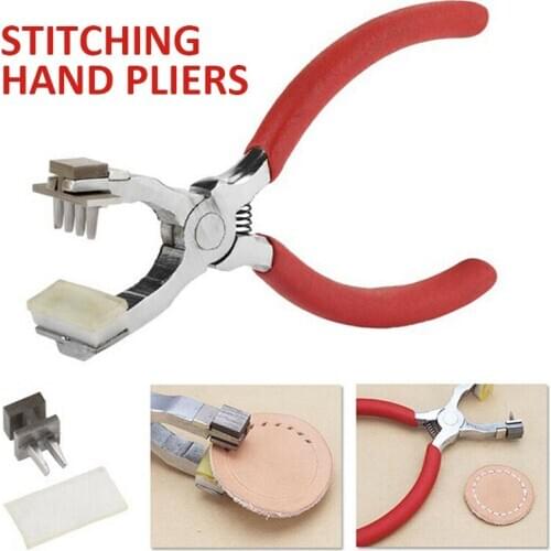4MM Silent Leather Hole Punch Kit Rubber Pad Teeth Parts Stitching Hand Steel Plier France Leather Craft Punching Tool Accessory