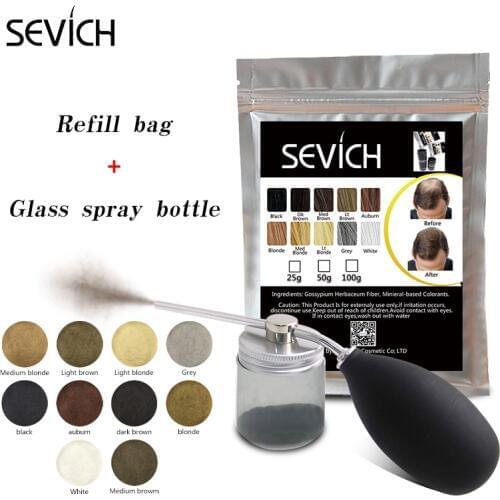 Sevich Hair Building Fiber Set Keratin Hair Fiber Refill Bag + Hair Fiber Glass Applicator Hair Fiber Powder Spray Hair Care