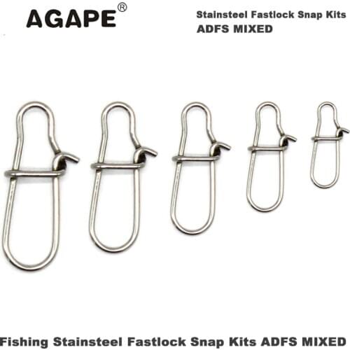 Agape Fishing Stainsteel ADFS Fastlock Snap Kits MIXED #6 #4 #2 #0 #00 200pcs/Lot