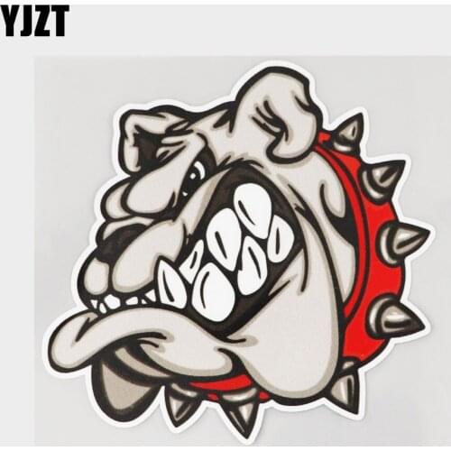 YJZT 12.6CM×11.8CM Cartoon Head Of A Bulldog Decal PVC Car Sticker 11C-0009