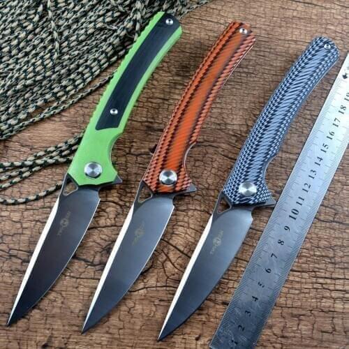 TWOSUN Flipper Fast Open D2 Blade Satin G10 Handle Hunting Outdoor Pocket Folding Knives TS81 Ceramic Ball Bearing