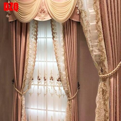 Custom curtains American cotton jacquard simple modern livingroom bedroom coffee cloth blackout curtain tulle valance drape B252