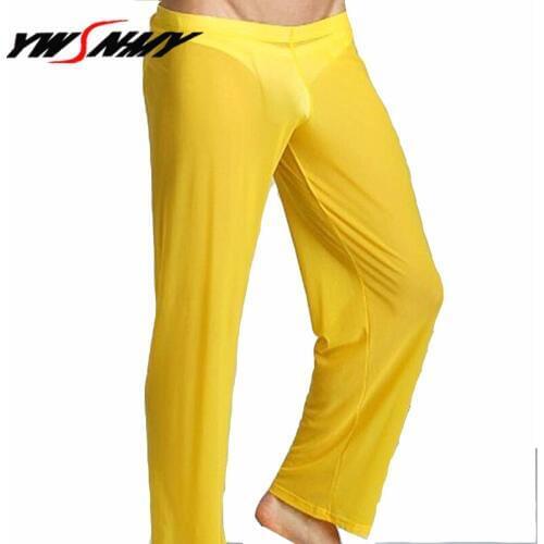 Transparent Long Pants Sexy Men Loose Mesh Loose-Fitting Fitness Pants Pyjama Trouser Sleep Pant Sheer Ultra-thin Gay Lingerie