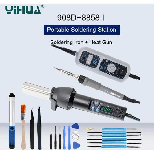 YIHUA 8858-I 908D Adjustable Electronic Hot Air Gun Desoldering Soldering Station Soldering Iron BGA Rework Soldering Station