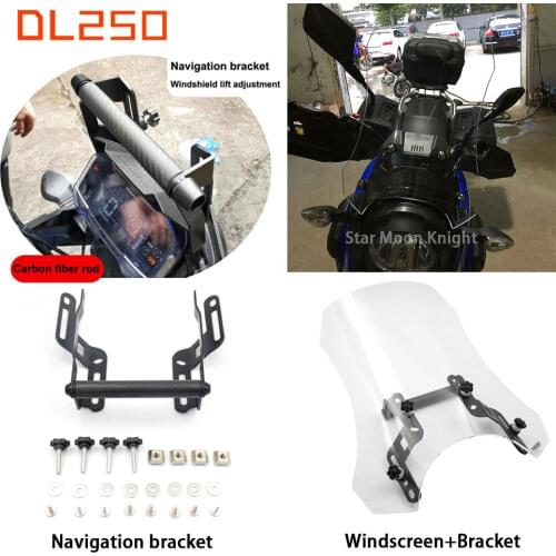 Motorcycle Windshield Lift Adjustment GPS Navigation Mobile Phone Bracket for Suzuki DL250 Vstrom DL 250 Glass Windscreen