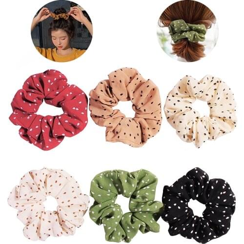 Korea Summer Polka Dot Cherry Floral Scrunchie Elastic Hair Bands For Women Fashion Headband Ponytail Hair Ties Hair Accessories