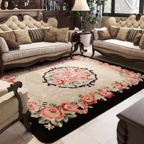 Luxury Rose Pattern European Living Room Big Area Decoration Carpet Rugs for Bedroom Door Mat Coffee Table Carpets Play Mat