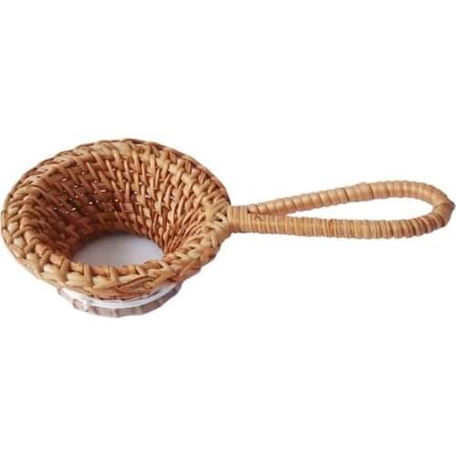 1 Piece Tea Filter Strainer Leakage Rattan Tea Set Accessories Infuser Filter Braid Non Slip Handle Ideal Size for Foods