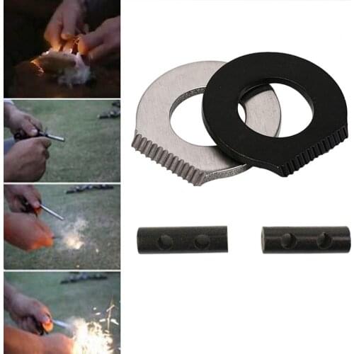 Portable Outdoor Flint Scraper Stainless Steel Round Camp Hiking EDC Multi Tool Fire Starter Lighter Outdoor Tools Accessories