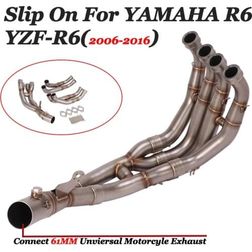Slip On For Yamaha R6 YZF-R6 2006-2016 Motorcycle Exhaust Systems Headers Pipes 61mm Exhaust Escape Modified Front Link Pipe