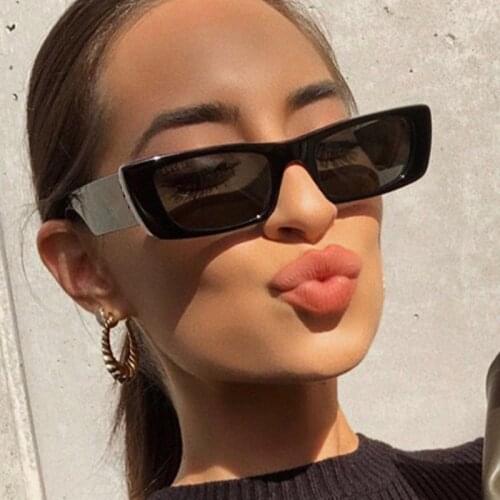 Black Rectangular Small Sunglasses Women Men 2021 Vintage Small Shades Fashion Designer Square Green Sunglasses UV400 Oculos