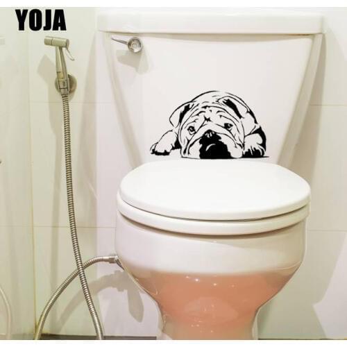 YOJA 22X12.7CM English Bulldog Pets Dogs Wall Decal Toilet Sticker Bedroom Home Decor T5-1494