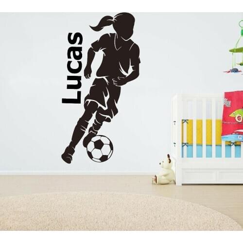 Custom Girls Name Wall Decals Football Player Vinyl Nursery Kids Room Interior Window Door Art Stickers Home Decoration Z760