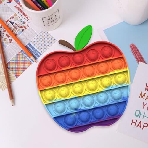 Funny Silicone Apple Shaped Push Bubble Fidget Toys Fashion Anti Stress Relaxing Educational Toy For Kids Adults dropshipping#38