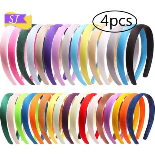 4pcs New hair accessories children’s birthday DIY hairpin, cute cloth 1.5cm 2cm headband satin plastic headband accessories