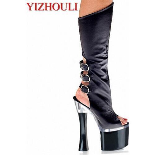 Model prop 18 cm thick heel design womens high boots, cosines, the runway show shoes dinner Dance Shoes