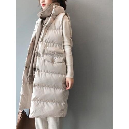 Cotton Vest Coat 2021 Women Autumn Winter Ladies Casual Waistcoat Female Sleeveless Long Vest Jacket Slim Fit Warm Puffer Coat