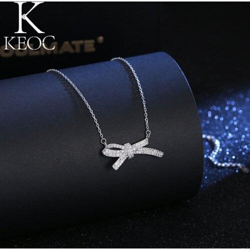 Keoc Korean Fashion AAA Zircon Egirl Bow Necklaces for Women 2021 Fashion Women Bridesmaid Birthday Gift Wedding Accessories