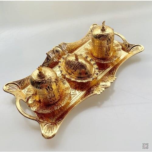 Zq Golden Tulip Exquisite European Metal Coffee Cup Set Spoons as the Gifts