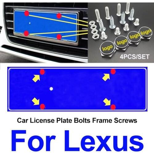1set Car Decoration License Plate Frames Screw Cap Covers For RX GS 300 400 430 350 450 h HS IS LS LX 570 ES SC CT ES GX IS