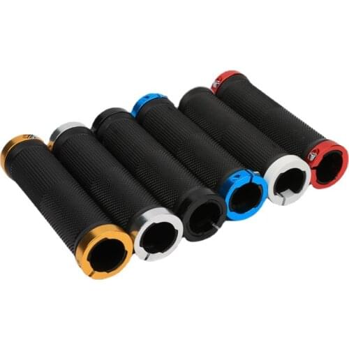 1 Pair Bicycle Grips with Lock Rubber and Aluminium Alloy Non-Slip Straight Type Road Handle Bike Bicycles Parts Bmx MTB Cuffs
