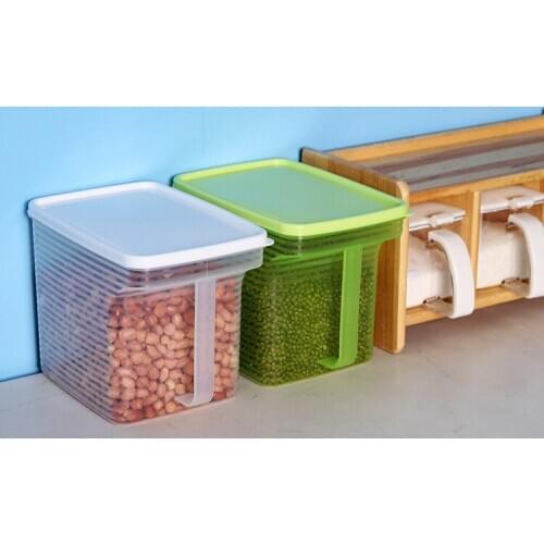 1PC Kitchen Sealing Bottle Jar with Handle Plastic Storage Sealing Box Refrigerator Food Grain Storage Case Organzier LF 140