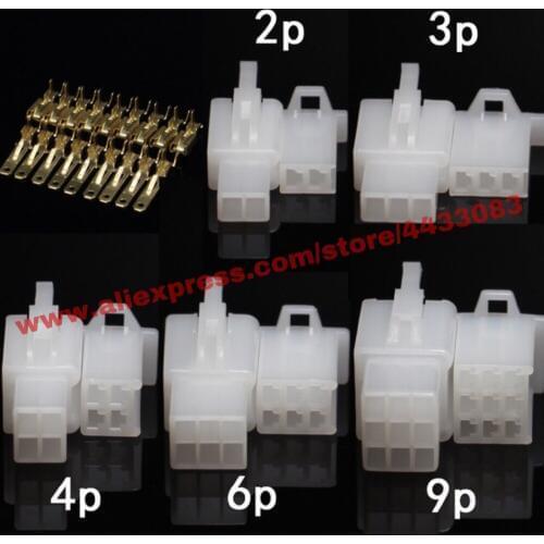 10 set/lot 2.8mm 2/3/4/6pin Automotive 2.8 Electrical wire Connector Male Female cable terminal plug for Motorcycle,ebike,car et