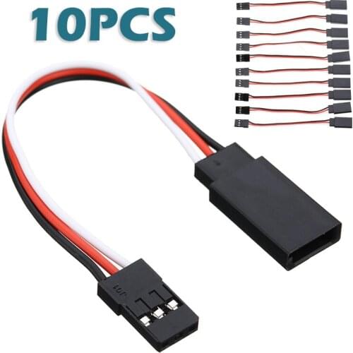 10PCS 100MM Electric Servo Extension Lead Wire Model Cords JR Male to Female White Red Black 3 Doubling Steering Gear Line