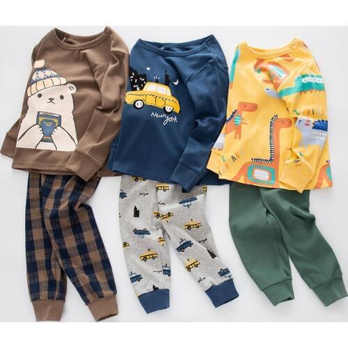 Baby Kids Pajamas Sets Cotton Boys Sleepwear Suit Autumn Girls Pajamas Long Sleeve Pijamas Tops+Pants 2pcs Children Clothing