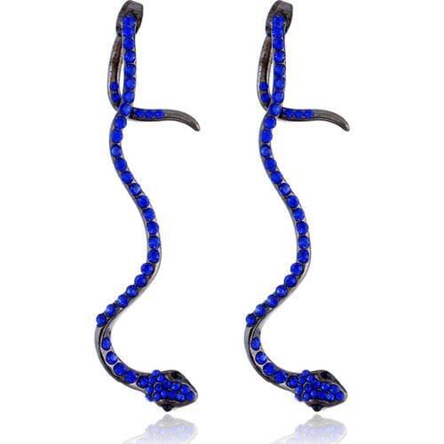 2018 Fashion Jewelry New Unique Design Crystal Rhinestone Snake Earrings Boucle d'oreille Femme Animal Long Earrings For Women