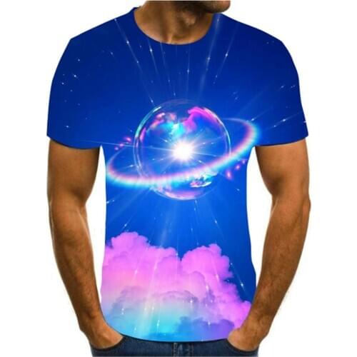 Popular 3D printing astronaut / landscape / creative design mens and womens summer color T-shirt cool casual versatile s-6xl