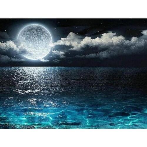 Needlework 5D DIY Diamond Painting Night Moon Diamond Embroidery Landscape Full Drill Rhinestones Mosaic Pictures crafts CV408