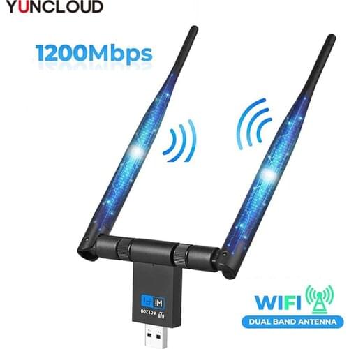 Wifi Adapter 1200Mbps Wireless Wifi Dongle USB 3.0 Ethernet Adapter Dual Antenna LAN 2.4G 5.8G USB Network Card for PC Laptop