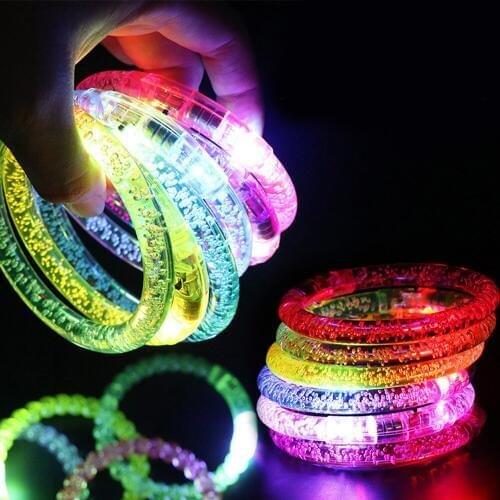 50pcs Party LED Bracelet Acrylic Wristband Flashing/Glow/Light Up/Luminous Bracelet for Kids Festival Holiday Party Supplies