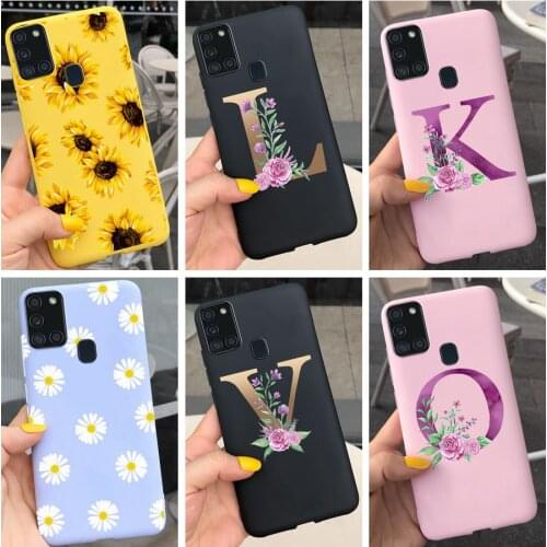 For Samsung A21S Case 6.5" 26 Letters Camera Protectived Soft Coque Phone Case For Samsung Galaxy A21S A 21S A21 S A217F Bumper