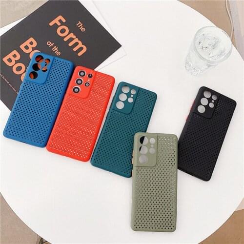 Soft Heat Dissipation Breathable Cover Galaxy S20 S21 Plus Ultra Hollow Out Grid Case For Samsung A50 A51 A71 A52 A72 A31 A21S