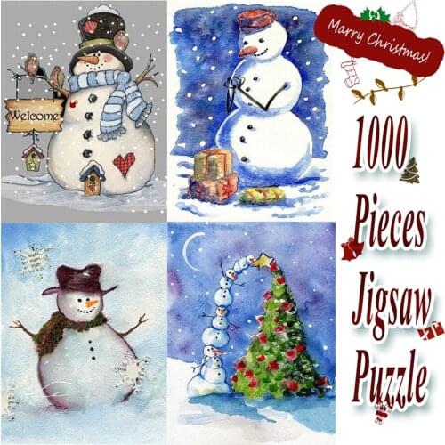 1000 Pieces Wooden Jigsaw Puzzle Toy of Cute Snowman in Winter for Christmas Gift DIY Personal Customized Puzzle