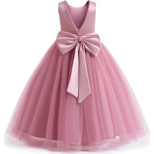 Kids Party Costume Flower Dress For Girl Wedding Birthday Childrens Girl Clothing Lace Christening Gown Size 5 10 12 14 Years