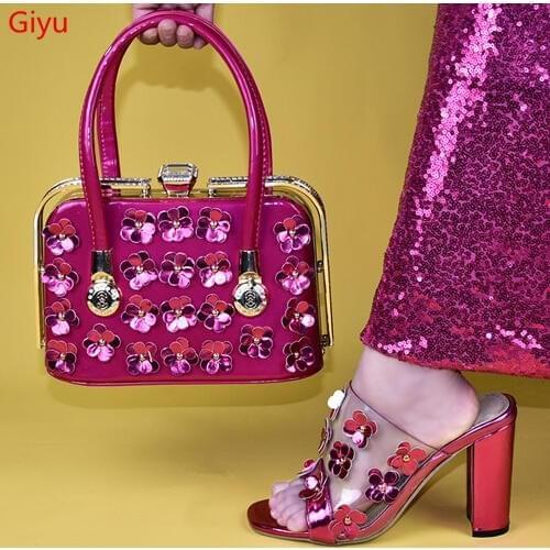 Doershow new fashion shoes and bag matching set italy 2019 designs for african shoes and bags wedding party!HLV1-3