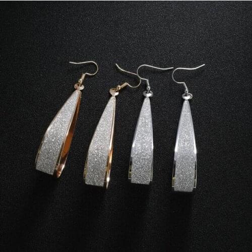 Ey078 Europe Vintage personality spiral long paragraph frosted Geometric drop shape earrings Female jewelry accessories