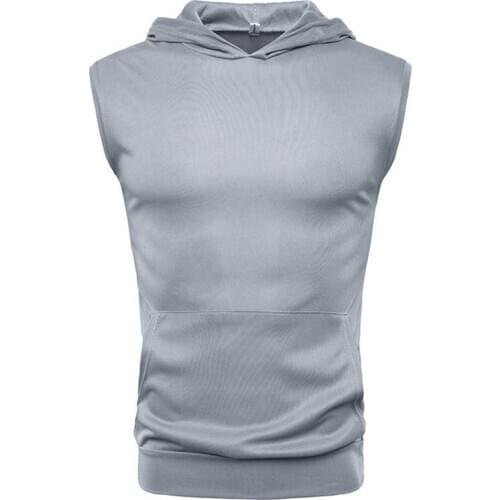 Fashion Summer Mens Sleeveless Hoodie T-Shirts Muscle Sweatshirt Cool Hoody Tops GYM Sport Slim Fitness Hooded Sportswer Tees