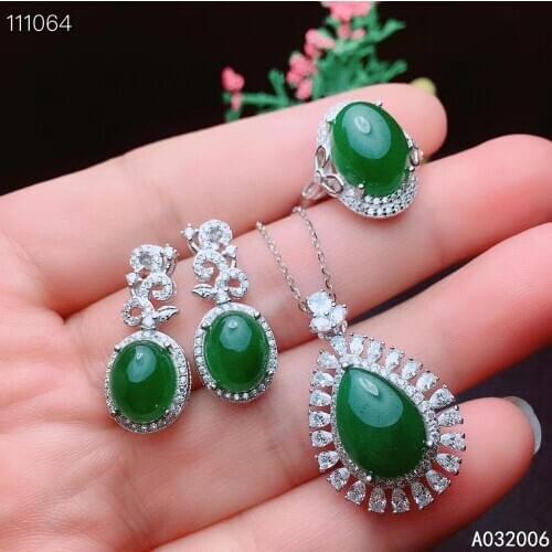 KJJEAXCMY fine jewelry 925 sterling silver natural jasper earrings ring pendant necklace trendy ladies jade suit support test