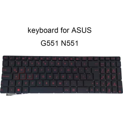 Latin backlight keyboard for ASUS ROG G551 JW G551JX G551J N551 N551J LA Spain Notebook keyboards red keys New 0KNB0 662CLA00