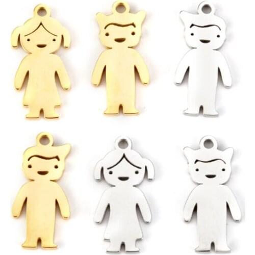 5pcs/Lot High Quality Stainless Steel Boy And Girl Charm Connectors DIY Lover Jewelry Making Accessories