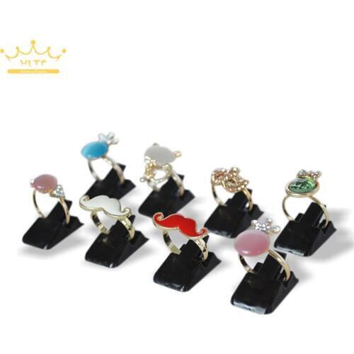 Wholesale Jewelry Display Items Black Plastic Mini Size Jewelry Ring Holder Case 20pcs/Lot Free shipping