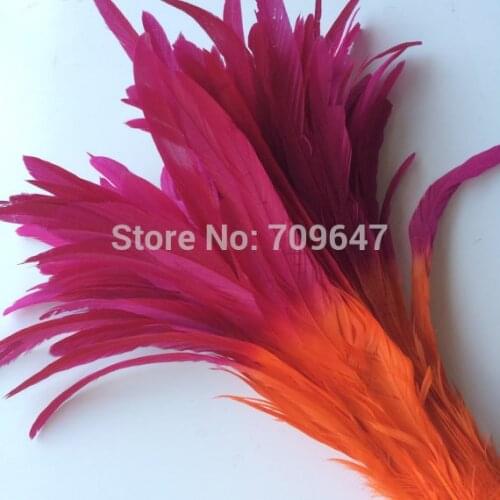 Feather top! 50PCS/LOT! 12-14"30-35cm long CARNIVAL COQUE TAIL feathers/ Two Tone,ombre,Orange and Fuchsia