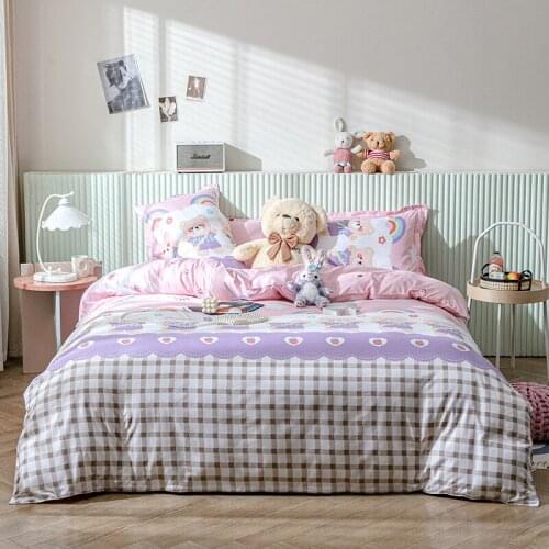 Cute Bear Duvet Cover 3pcs Quilt Cover Pillowcases Bedding Set Queen King Size Comforter Cover for Girl Single Double Bedclothes