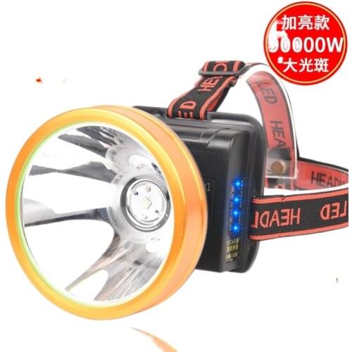 Searchlight glare light charge head mounted three bright headlights 52000 lithium led lamp charging night fishing light